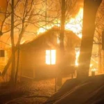 В Одесской области из-за атаки безпилотников возник пожар на базе отдыха. ФОТО