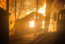 В Одесской области из-за атаки безпилотников возник пожар на базе отдыха. ФОТО